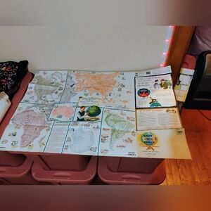 1958 Esso "Know Your World" pictorial map Stamped From Belle,WV Gas Station